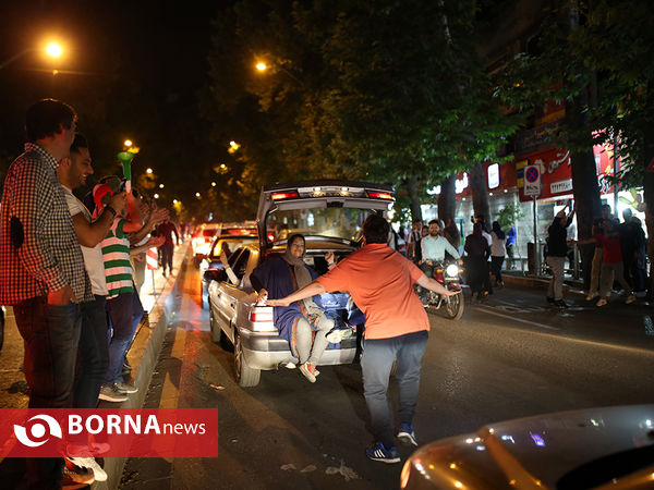 جشن پیروزی تیم ملی فوتبال ایران برابر مراکش در تهران