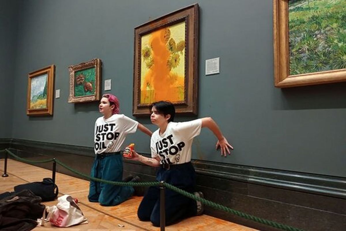 این دو نفر نقاشی ون‌گوگ در لندن را تخریب کردند!+تصاویر